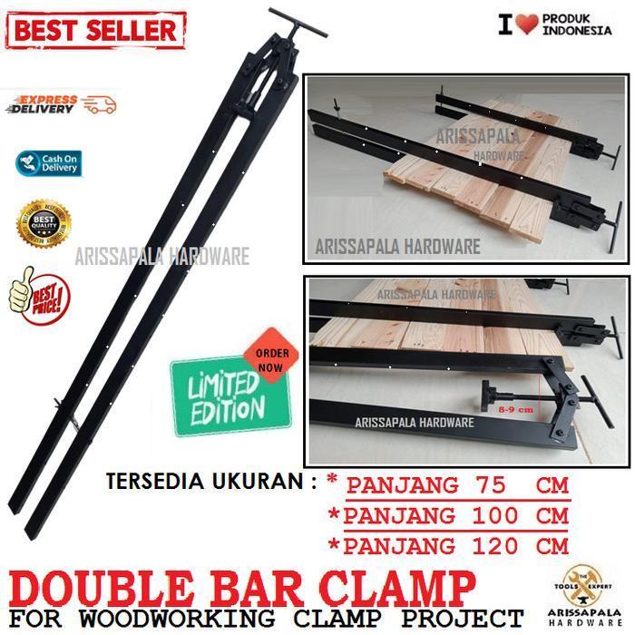 Double Bar Clamp Alat Press Catok Klem Sambung Kayu T Bar Pipe Clamp - panjang 75 cm