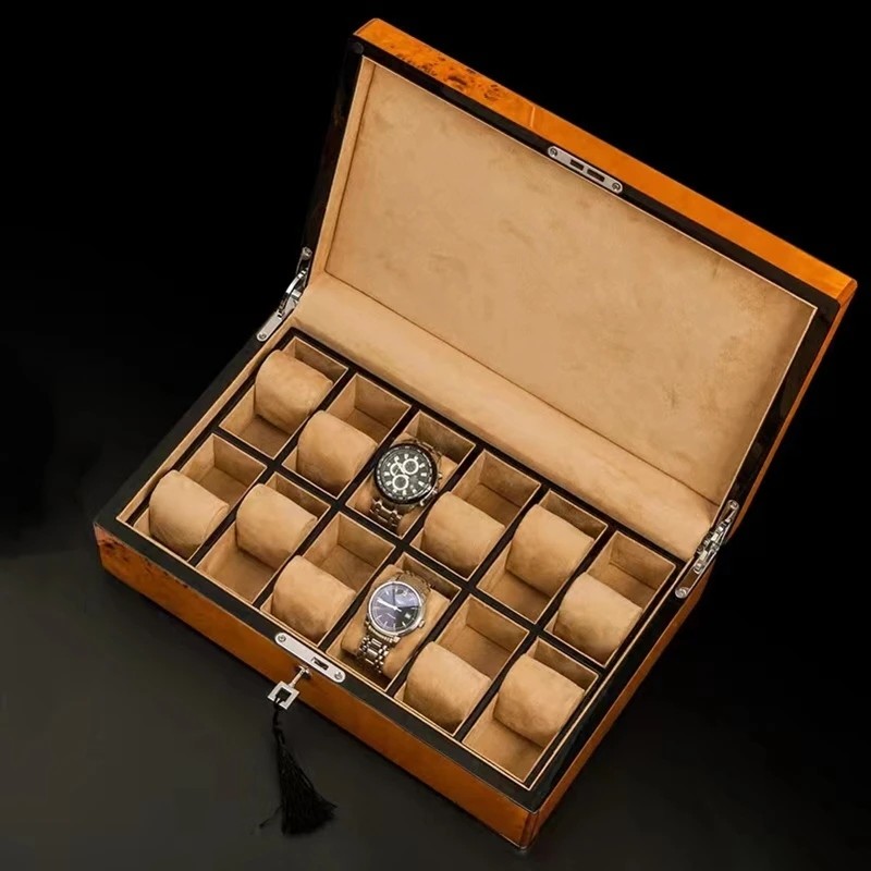 12 Slots Wood Watch Display With Image Luxury Watch Case Storage Box Top Quality Watch Box Watch