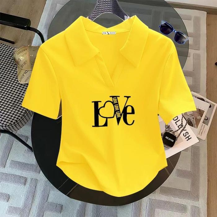 Kaos Crop Top Polo Shirt Wanita/Crop Top Polos/Kaos Wanita/T-Shirt Kerah Polos//Kaos Crop Top Baju
