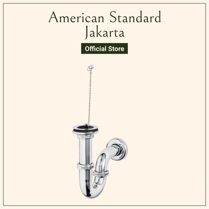American Standard Siphon P-Trap Wastafel dengan Rantai & Plug