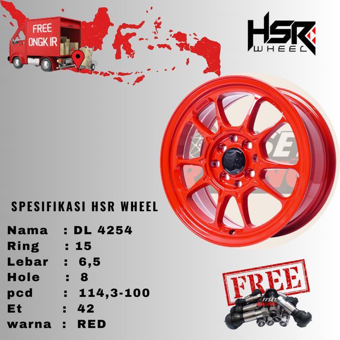 pelek mobil Ring 15 Velg racing warna merah HSR DL