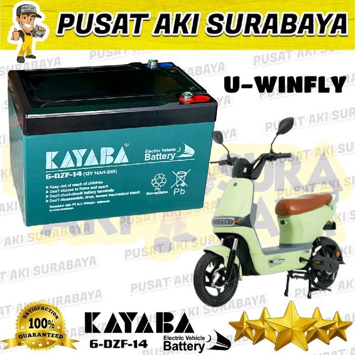 BATERAI U-WINFLY KAYABA 6DZF14 SOLANA 6DZF12 LAMPU EMERGENCY SEPEDA LISTRIK UPS KOMPUTER INVERTER DC