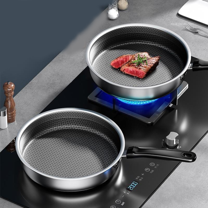 316l Stainless Steel Frying Pan Frying Pan Household Flat Bottomed Pan Frying Steak And Egg Pan