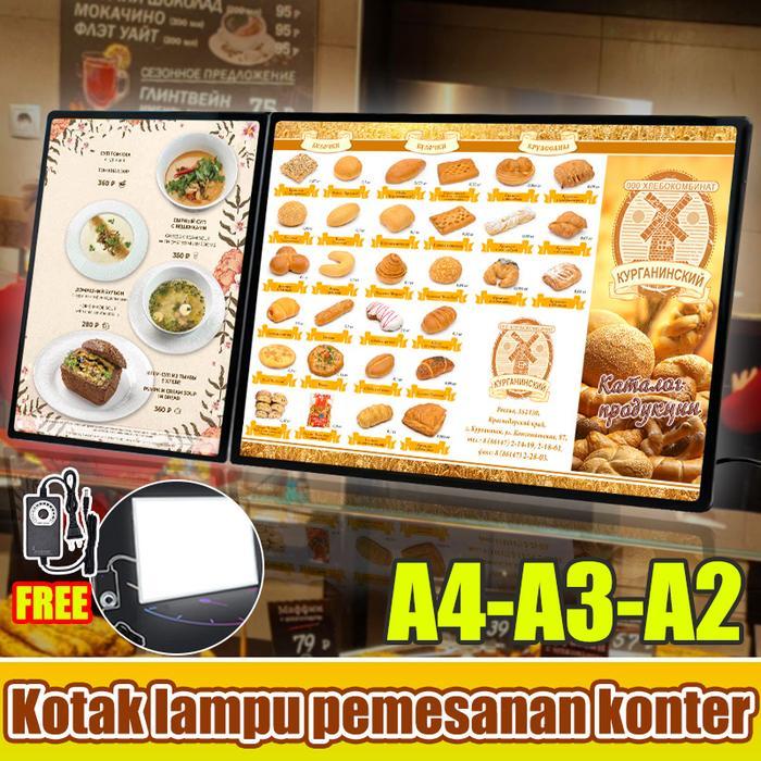 Lightbox Menu Meja LED 8000K, Kecerahan Diatur - Bingkai Aluminium Kuat, Ganti Poster