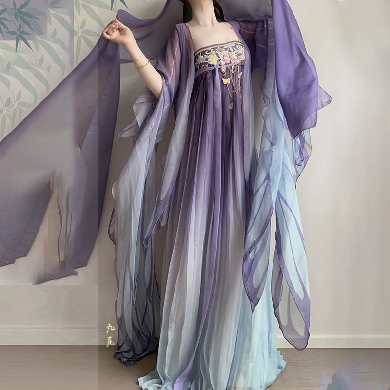 Chinese Hanfu Dress Tang Dynasty Adult Purple Hanfu Women Ancient Skirt Palace Embroidered Large