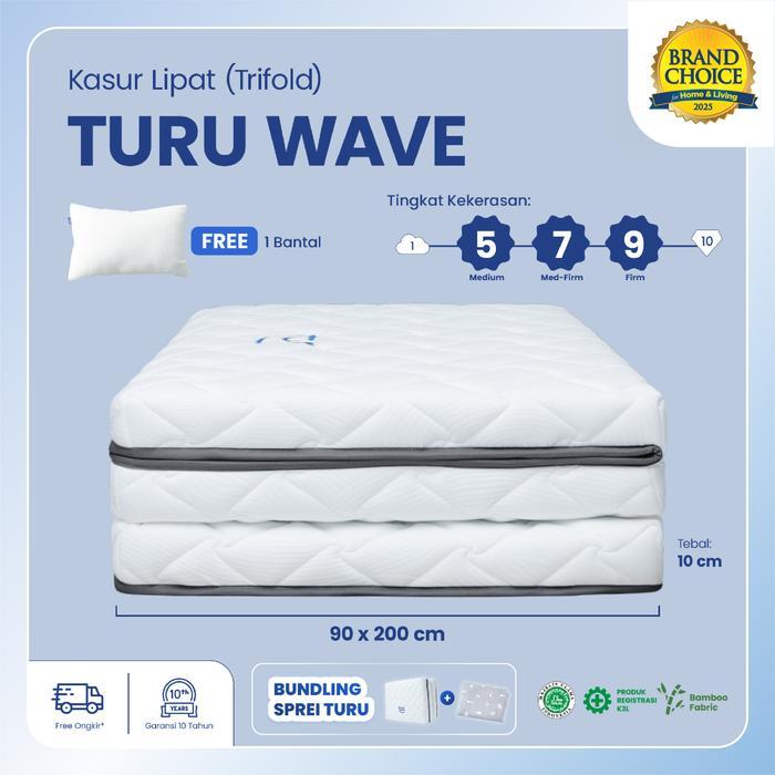 Kasur Lipat Lantai Trifold Premium Turu Wave Rebounded Uk. 10X90X200
