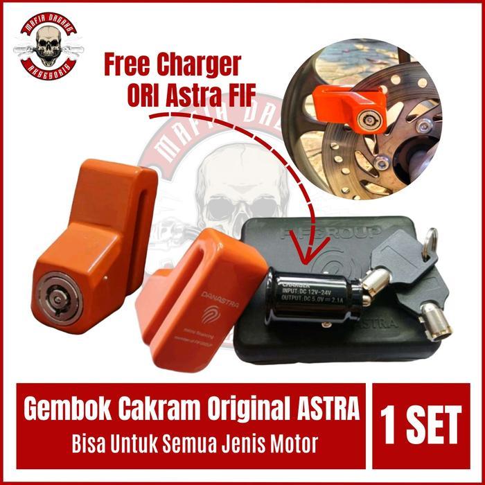 Scarlet - Kunci Gembok Cakram Original Astra Fif Group Gembok Anti Maling Bonus Charger Motor