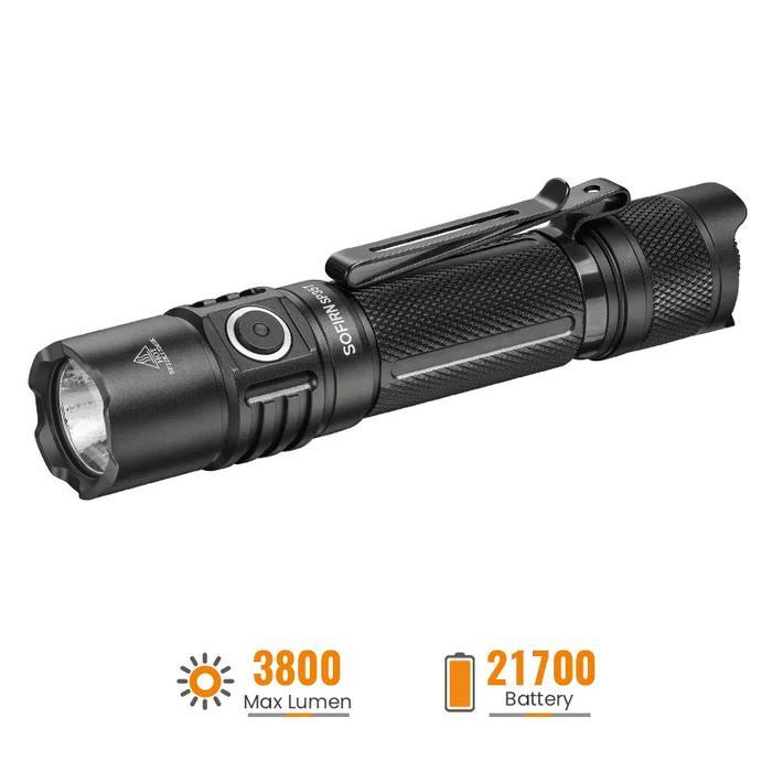 SOFIRN SP35T Senter Taktis LED 3800 Lumen USB C Rechargeable Dual Switch Waterproof Outdoor Camping