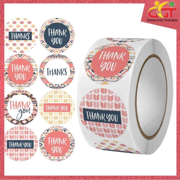 "New" GGT Sticker Thank You Roll Isi 500Pcs Label Roll Stiker Thank You Gift