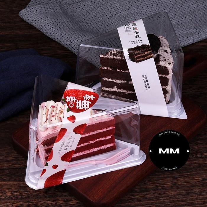 10PCS TRAY MIKA SEGITIGA PREMIUM TRAY MIKA MINI DUS BOX KUE POTONG