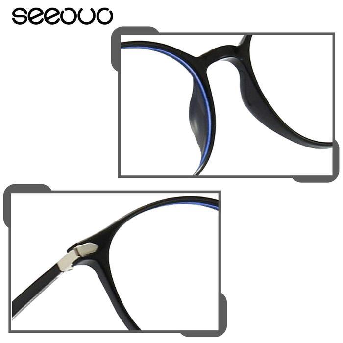 TERBATAS Seeouo Kacamata antiradiasi Blueray Oval Tr90 Trendy Pria Wanita 8304 X