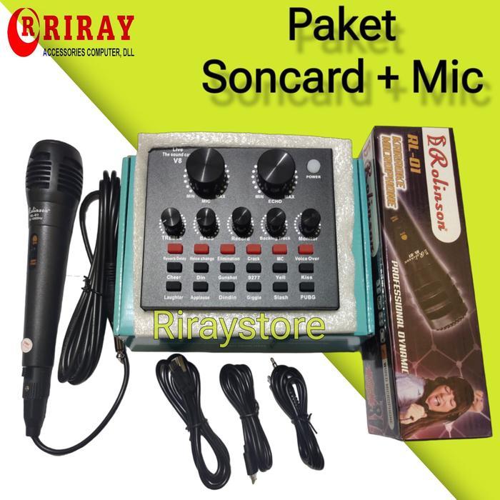 PROMO Soundcard v8 Bluetooth audio Mixer Mini alat karoke live streaming