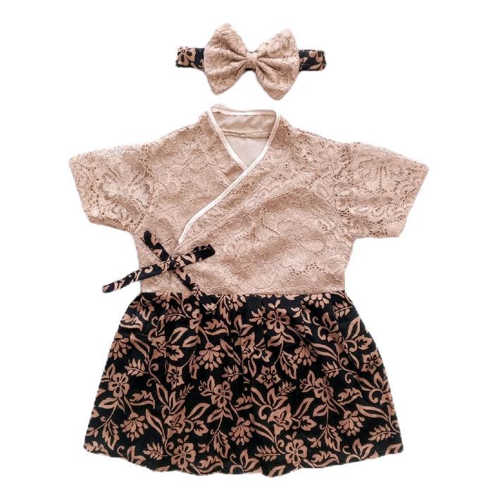 TERMURAH Baju Korea Haok Kimono Anak Bayi Perempuan 6 Bulan Tedak Siten Brukat Batik Katun Coksu