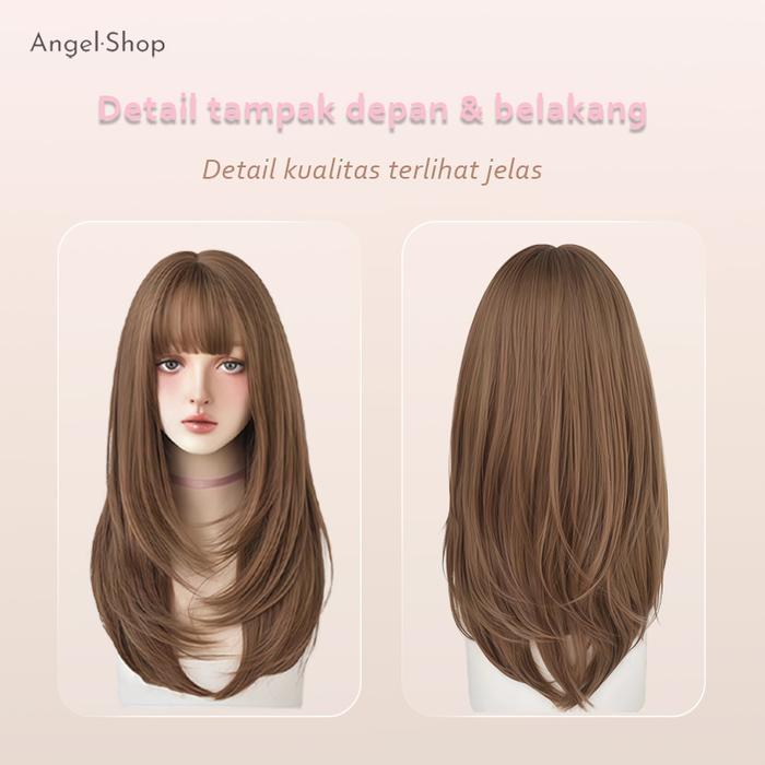 Wig Wanita Full Wig Rambut Wanita Kepala Rambut Palsu Wanita Korea Full Wig Korea Rambut Palsu Satu