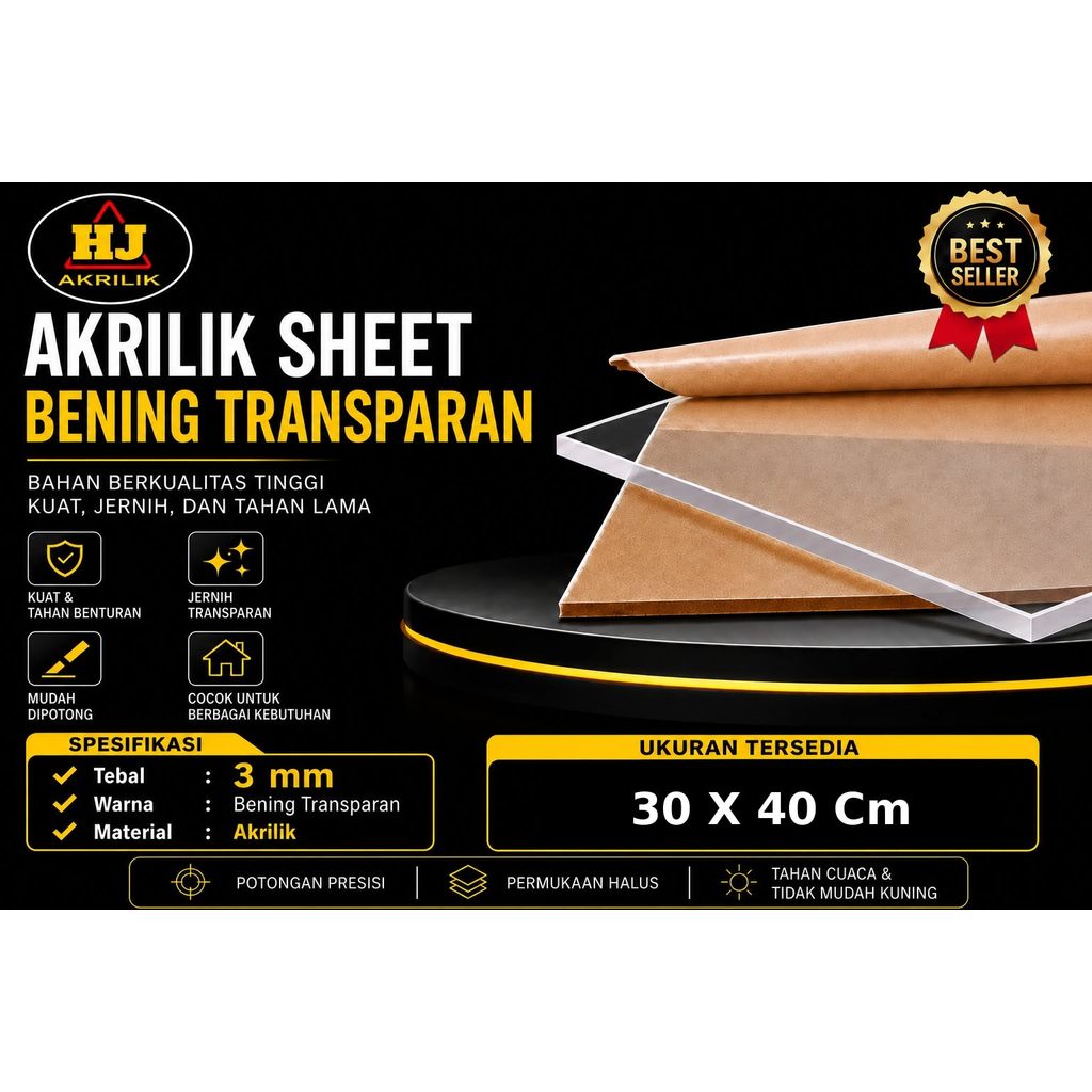Akrilik 3mm Bening 30 X 40 Cm Akrilik Lembaran