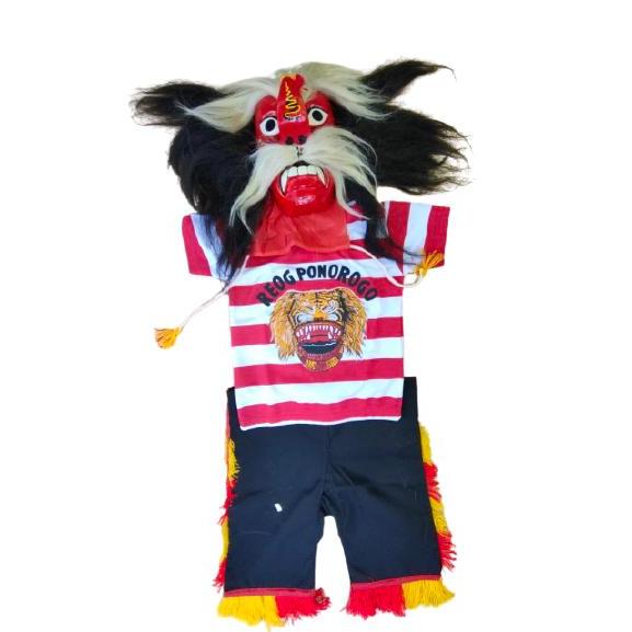Setelan Baju Reog + Topeng Bujang Ganong Baju Reog Ganongan Topeng Tetek Melek Bujang Ganong