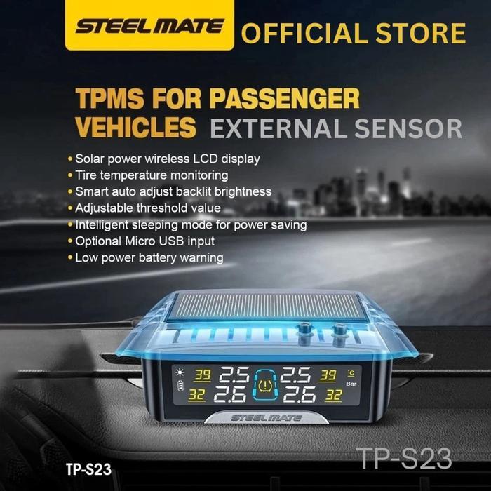 TPMS STEELMATE TYPE TP-S23 (EXTERNAL SENSOR) TPMS PREMIUM DGN AKURASI SUPER TINGGI - REALTIME ANTI