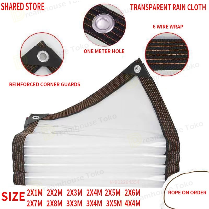 Terpal Plastik Bening Kain Terpal Transparan Anti Air 2x2 Tenda