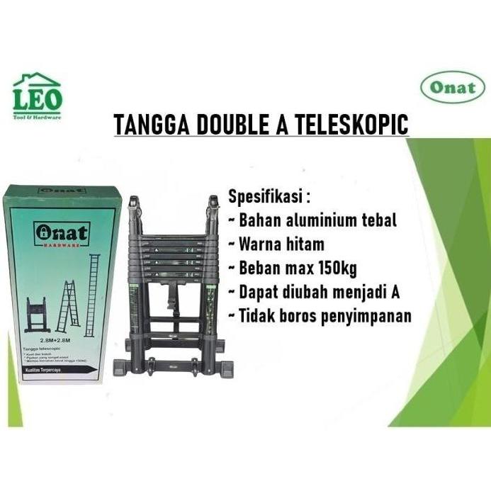 Tangga Double A teleskopik telescopic 2,8 x 2,8 5,6 M ladder ONAT