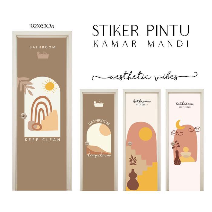 Sticker pintu kamar mandi motif aesthetic BISA GRAB