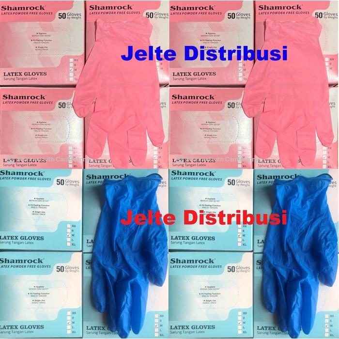 Sarung Tangan Latex Pink Biru Shamrock