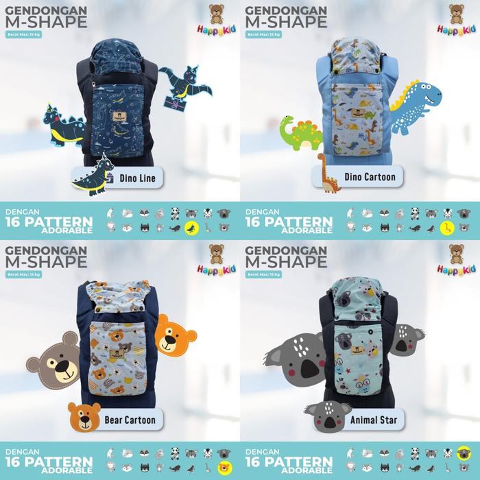 HAPPYKID Gendongan Bayi Ransel M-Shape Gendongan Bayi Depan Belakang Lite Carier