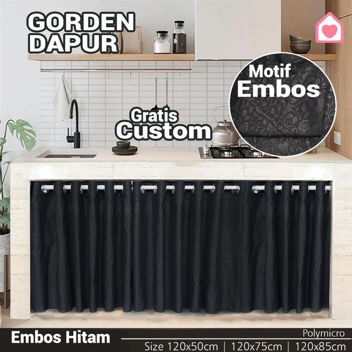 "New" SMOKRING Hordeng Kolong Dapur Embos Polos Penutup Bawah Meja Dapur Estetik Premium Bahan Kain