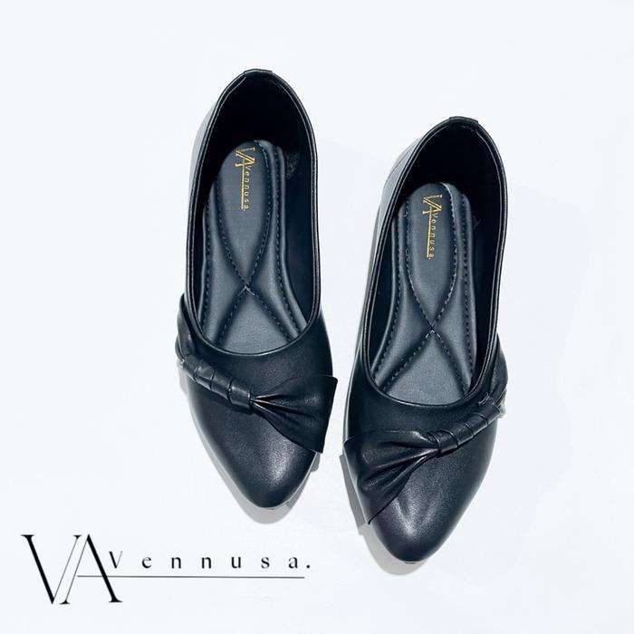 PROMOO VENNUSA SEPATU WANITA FLATSHOES/FLATSHOES WANITA HITAM/FLATSHOES KERJA KARET Murah