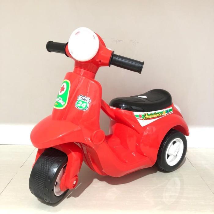 Mainan anak ride on Vespa mini musik / Fun bike sepeda scooter roda 3
