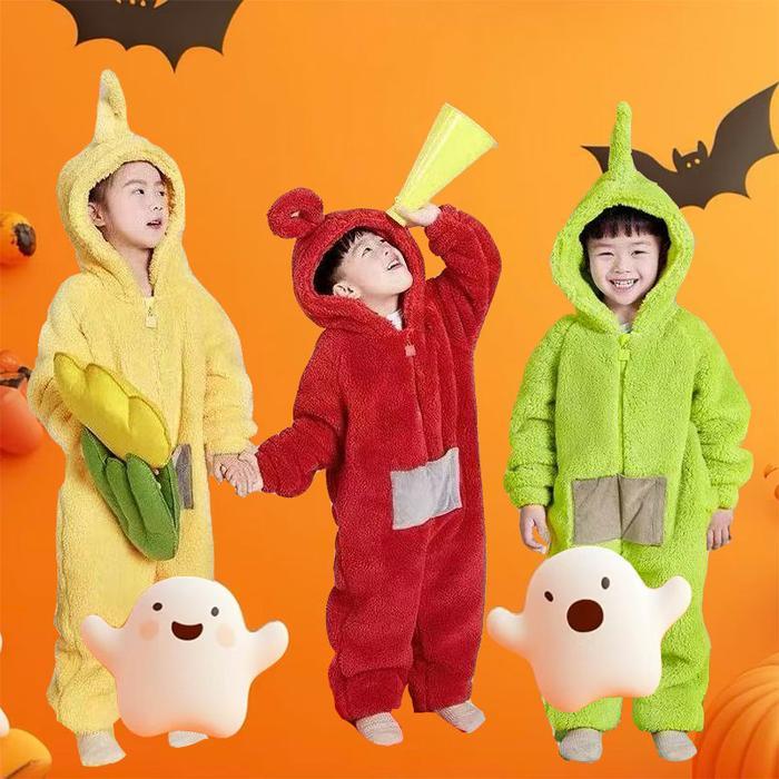 Baju Kostum Onesie Piyama Teletubbies Bulu Karang Unisex Kostum Cosplay Kartun Busana Keluarga