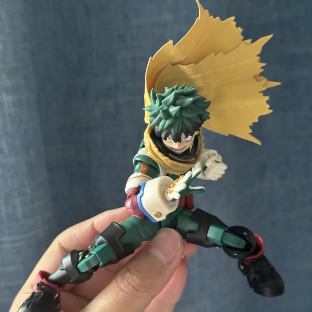 SHF NEW Handmade Midoriya Izuku Yellow cloak clothes Built In Iron Wire Is Suitable for 1/12 Toys