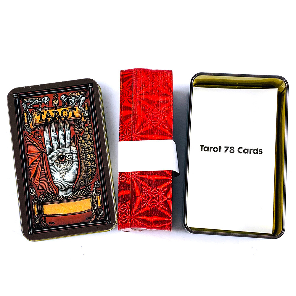 High-Quality Tin Metal Box Tarot Card 78 Cards Gilded Edge Guidebook Tarot Deck Meditation