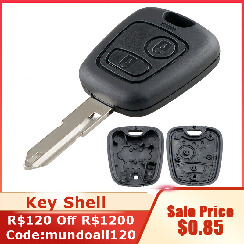 2 Buttons Remote Car Key Shell Fob Key Case Cover with 206 Blade Micro Switches Fit for Peugeot 106