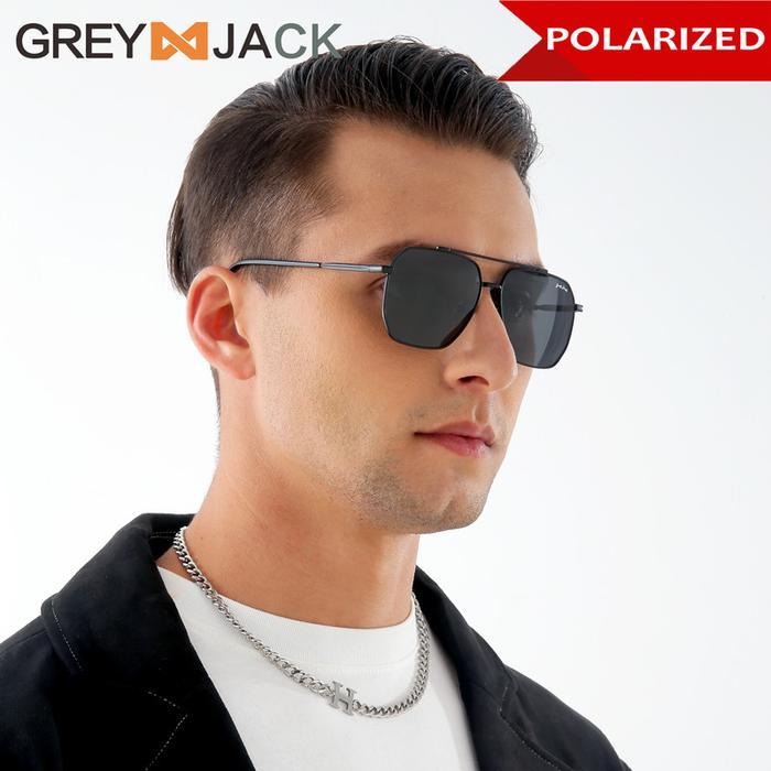 GREY JACK KACAMATA HITAM SUNGLASSES POLARIZED ANTI UV MODEL KOTAK METAL FASHION PRIA DEWASA SA1811