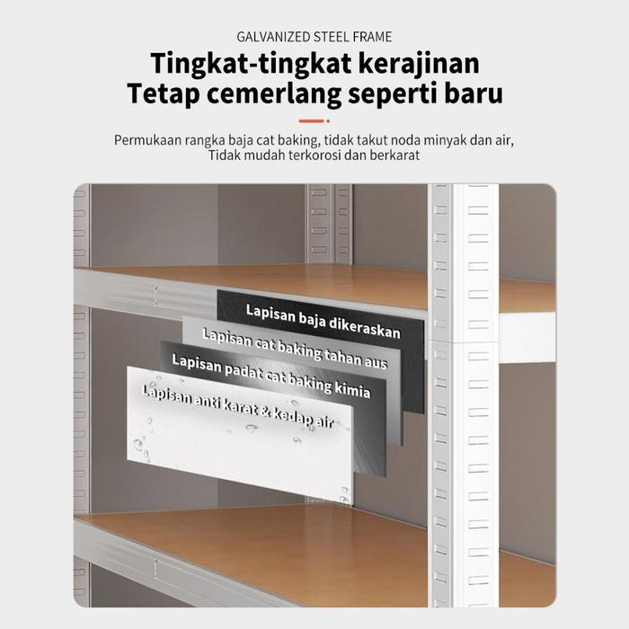Hidup Mewah 90-120CM Rak Besi Siku 5 Susun Rak Rak Besi Siku Dapur Rak Supermarket Rak Besi