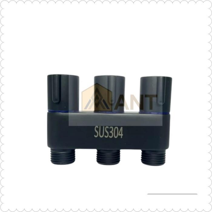Toto - Kran Cabang Mini 3 Lubang Stainless 304 Cm3-Terbaru Keran Air Shower Angle Valve 3 Stop Kran