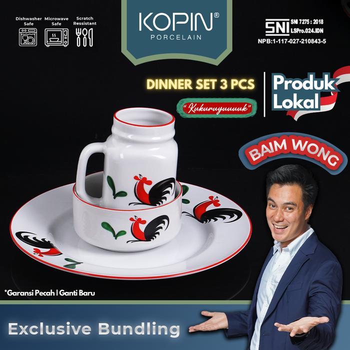 One Two Cups - Kopin X Baim Wong Exclusive Bundle 3 Pcs Keramik Porcelain Dinner Set Kukuruyuuuuk
