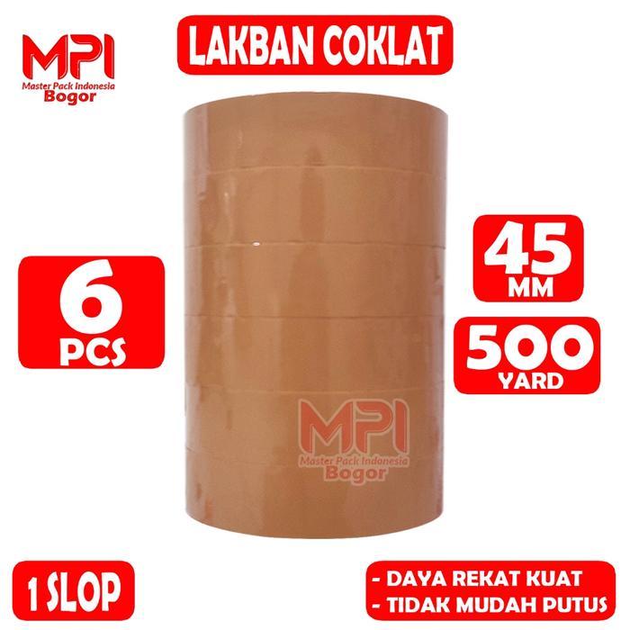 1 SLOP / 6 PCS - Lakban Coklat JUMBO MPI 45 mm x 500 yard - Lakban Packing - Master Pack Indonesia