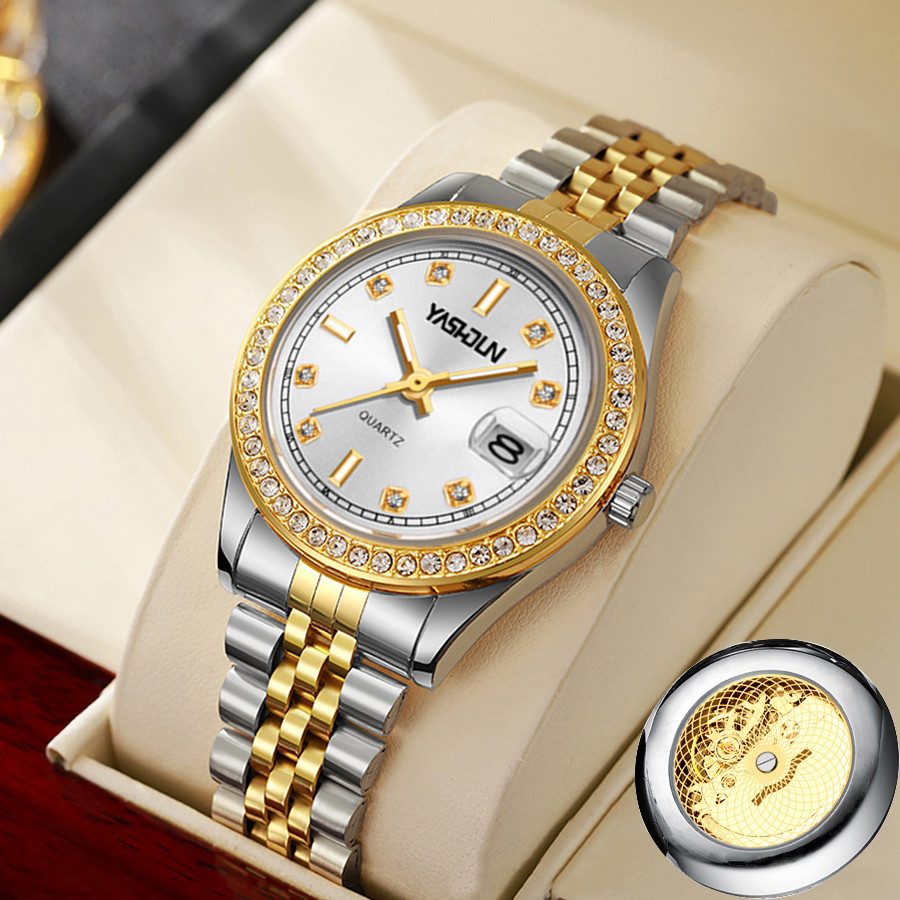 Fashion temperament women's watch automatic mechanical quartz watch waterproof luminous steel strip