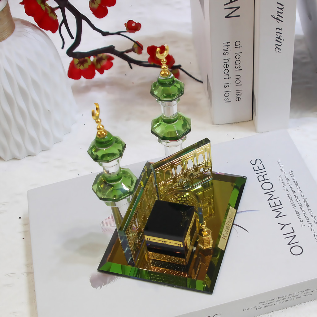 Muslim Kaaba Clock Tower Model Desktop Car Ornament Islamic Home Decor Islamic Architecture Crystal