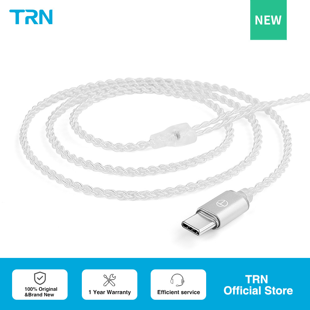 TRN A7-TC Earphone Type C Silver-plate copper Upgrade Cable 2 PIN for BA16 BAX MT1 MAX MT4PRO TRN