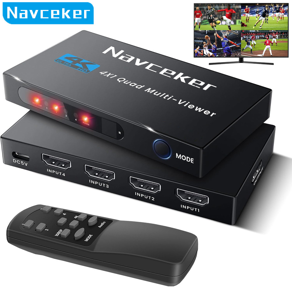 4K HDMI Quad Screen Multiviewer 4x1 1080P 4 in 1 out HDMI Multi Viewer Seamless Switcher 9 Display