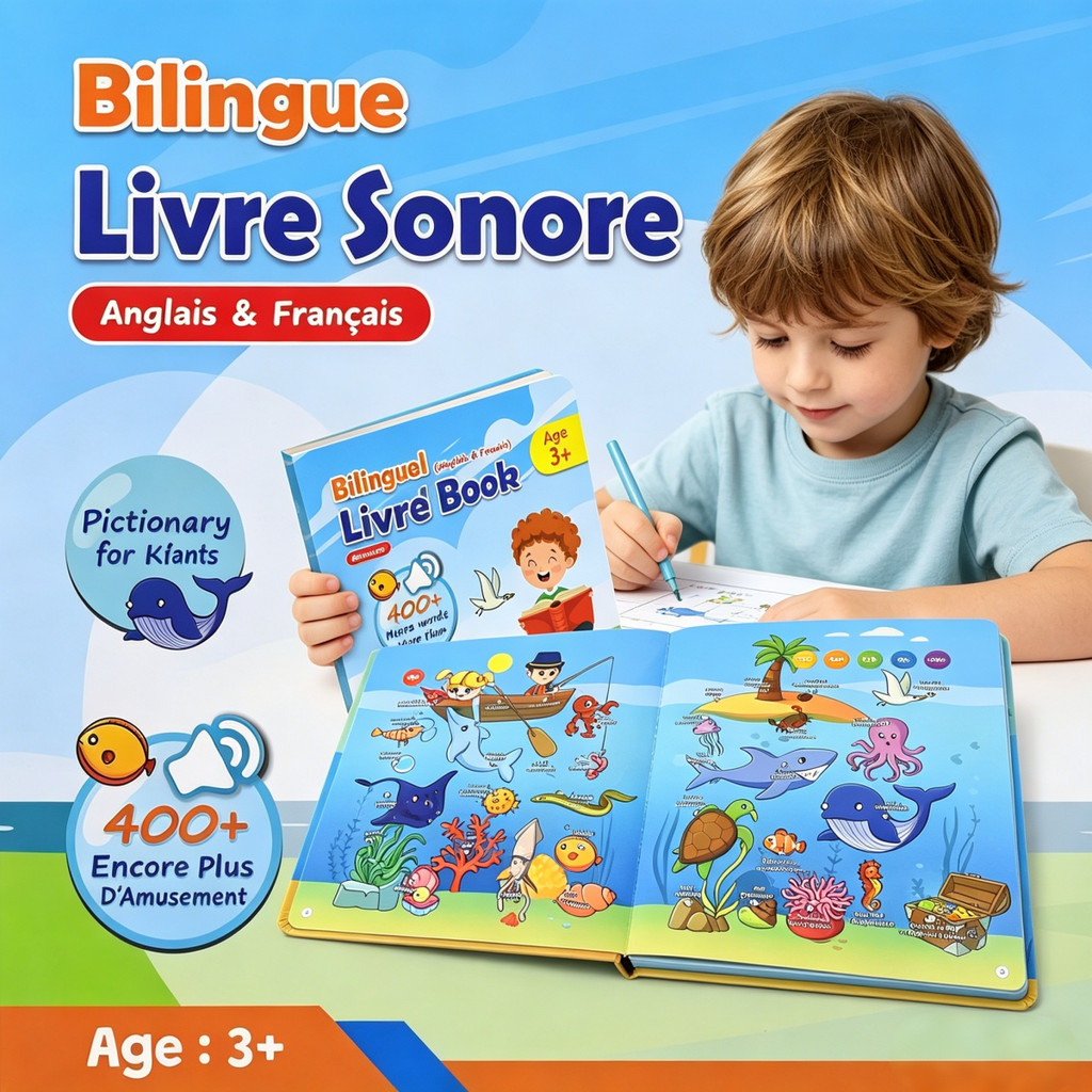 French English Bilingual Sound Book Early Learning Language Interactive Sound Book Educational for