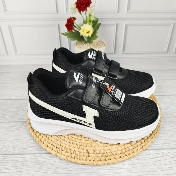 Sepatu Sekolah Anak Cowok Dan Cewek Sd Hitam Putih Model Perekat. Sepatu Anak Sekolah Hitam Putih