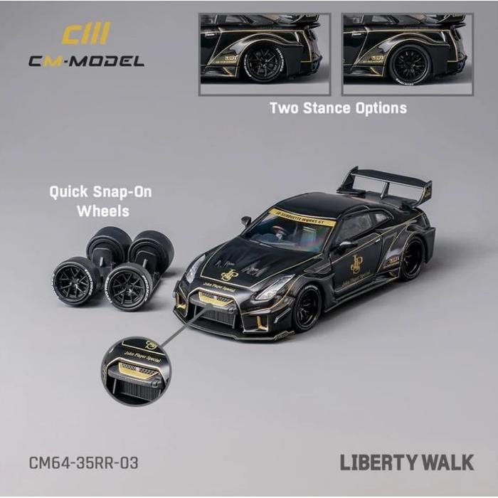 CM64-35RR-03 CM Model 1/64 Nissan 35GTRR R35 Black LBWK Super Silhouette in Black JPS Livery