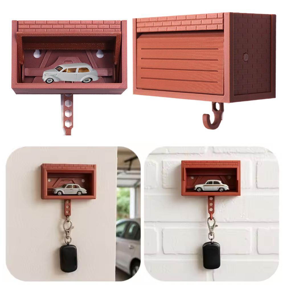 1Set Car Garage Key Holder With Opening Door Wall-mounted Display Garage Key Fob Home Universal Hook