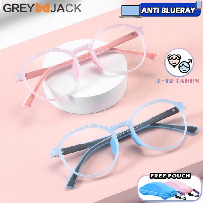 GREY JACK KACAMATA ANAK ANTIRADIASI BLUERAY WARNA JELLY RINGAN 5231