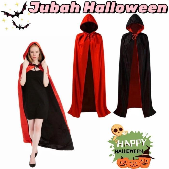 140cm Costum Halloween/Jubah Drakula/Jubah Hitam Merah Halloween Cosplay Penyihir Vampire -