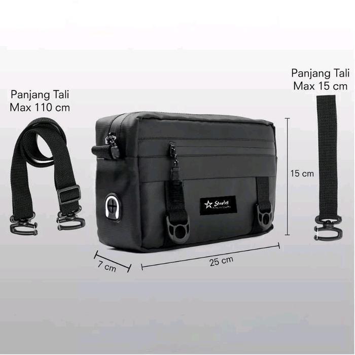 EKSLUSIF Tas Handbag Selempang Pria Hitam Slingbag Ring D