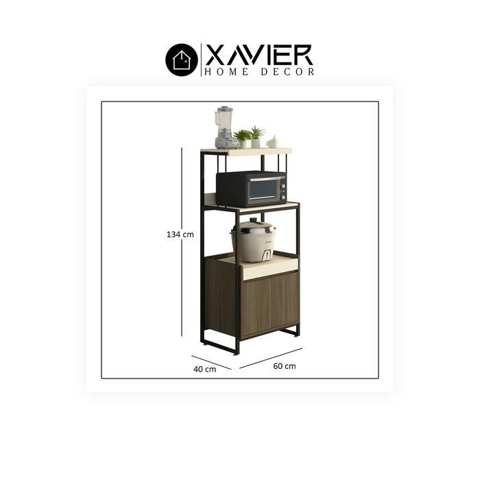 Rak Dapur Serbaguna Charlie Rak Penyimpanan Microwave & Lemari Xavier Home Decor Pasti Ori